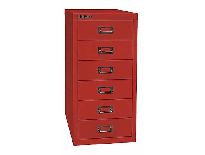 Bisley Multidrawer Schubladenschrank aus Metall mit 6 Schubladen DIN A4 ohne Sockel - Farbe: Kardinalrot