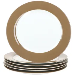 Ritzenhoff 6x Nougat Doppio Speiseteller Ø27cm Weiß-Braun Porzellan Essteller