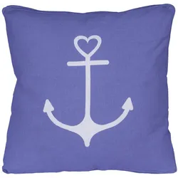Krasilnikoff Kissenbezug Anchor mit Ankermotiv, 50x50 cm, Dusty blue