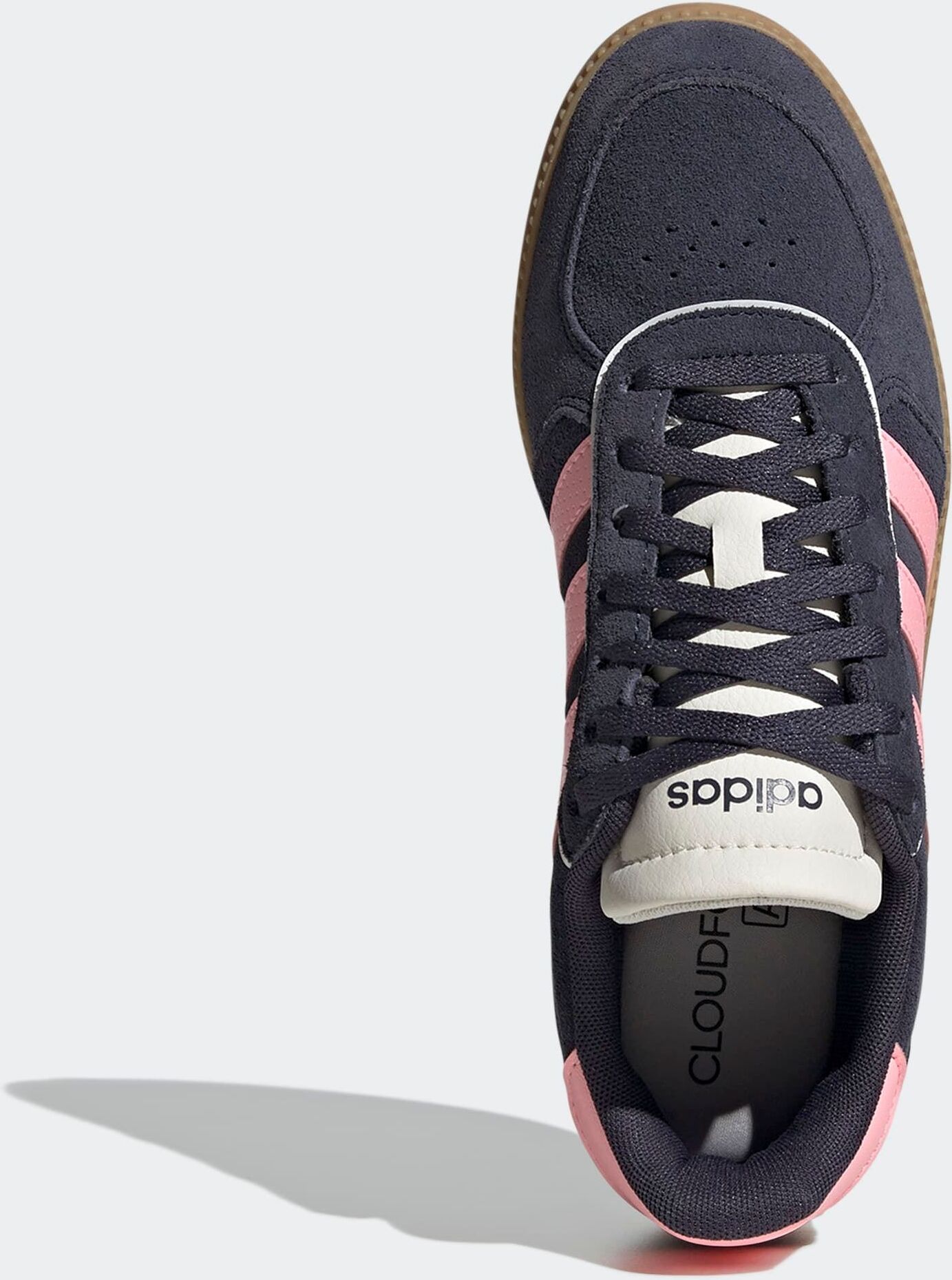Sneaker ADIDAS SPORTSWEAR "BREAKNET SLEEK", Damen, Gr. 37, blau (shadow navy, pink spark, sanftes weiß), Leder, Synthetik, Schuhe Sneaker, inspiriert vom Design des adidas handball spezial shadow navy, pink spark, sanftes weiß 37