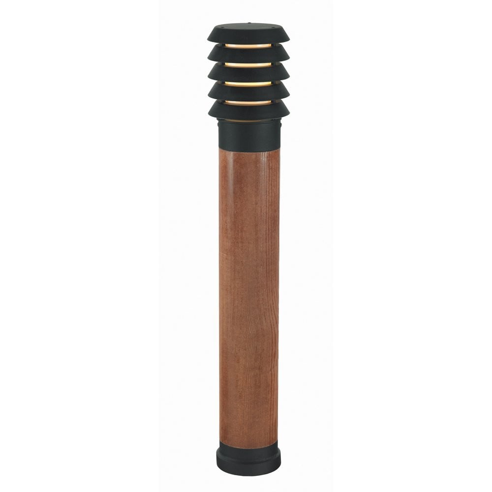 Franssen Selhalm Landelijke Terraslamp zwart met hout, Hoogte: 85 cm