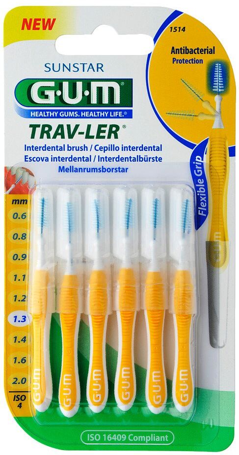 GUM Trav-ler 1,3mm Tanne gelb Interdental+6kappen 6stk
