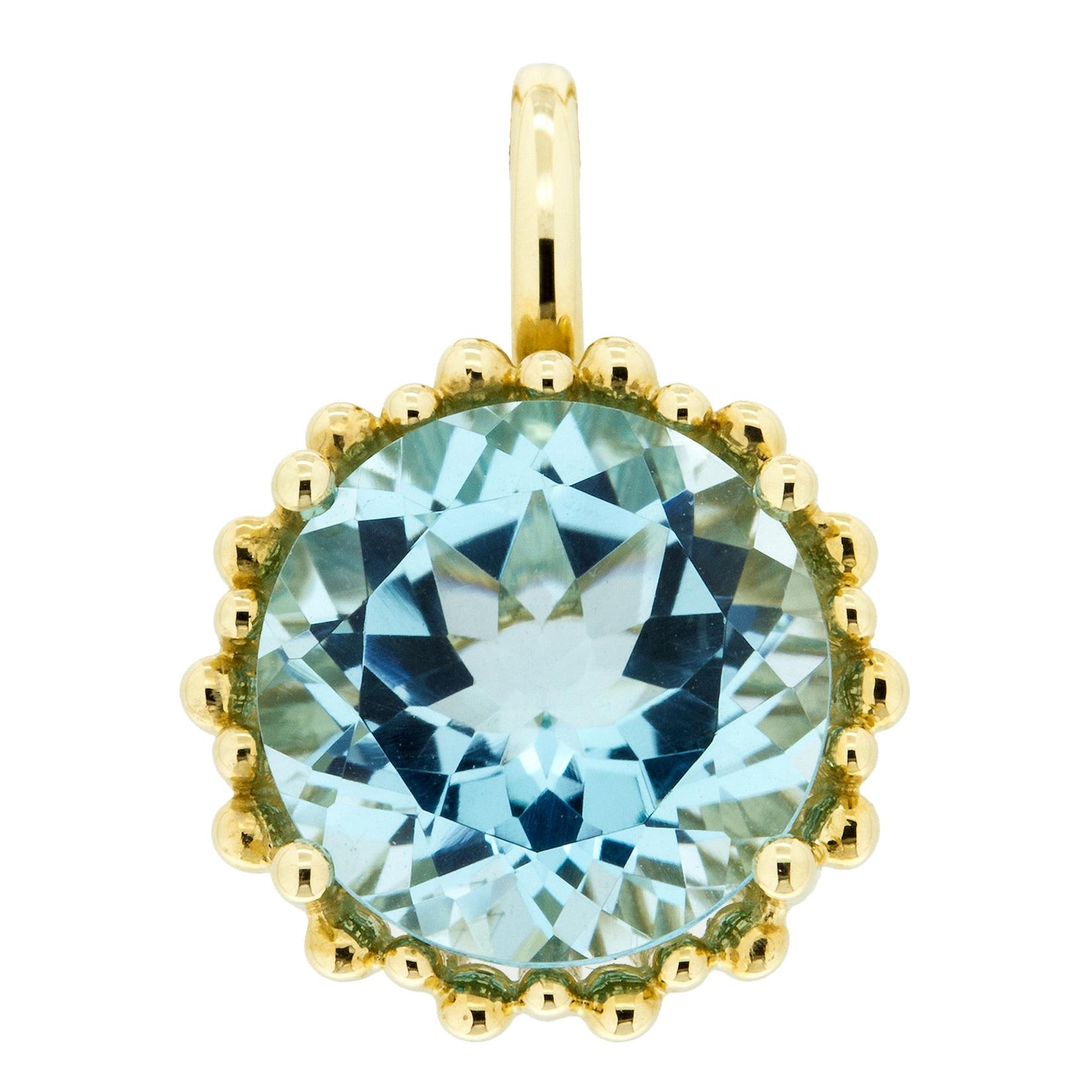 Orolino Anhänger 585 Gold mit Topas blau (beh.) 11,5mm rund
