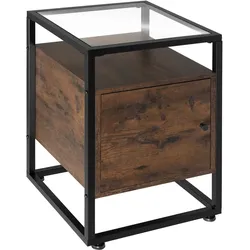 tectake Nachttisch Dudley 40x43x60,5cm  Industrial Holz Dunkel, Rustikal