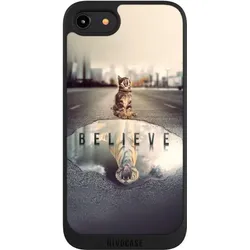 Nivocase Handyhülle für Apple iPhone 8 Hülle NIVOpure Case Schwarz Motivation Tiere Tiger (Apple iPhone 8), Smartphone Hülle, Schwarz