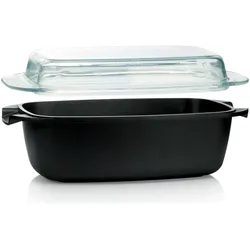 Tescoma Bräter mit Deckel PREMIUM 39 x 22 cm, Pfanne + Kochtopf, Transparent, Schwarz