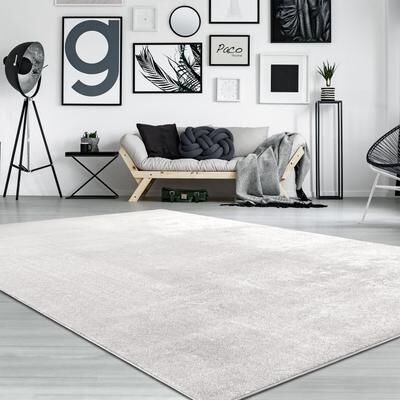 Paco Home Soft Washable Area Rug with Anti-Slip Backing in solid Colors