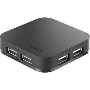 D-Link USB-Hub DUB H4, schwarz, 4 USB 2.0 Ports, Anschluss-Stecker USB-A