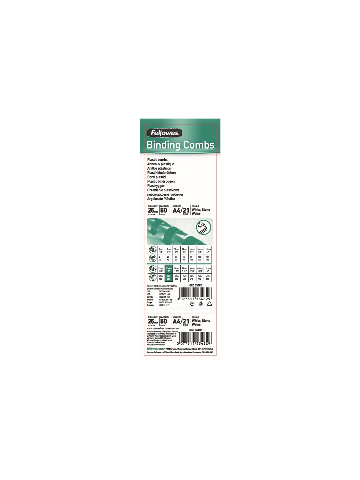 Fellowes Plastic Comb