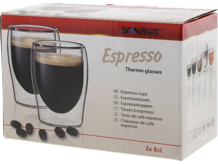 Scanpart dubbelwandige koffieglazen 80 ml - Espresso - espressoglas dubbelwandig - 2 stuks