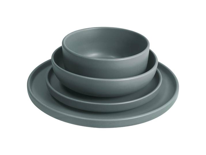 Novel Tafelservice, Grau, Keramik, 24-teilig, Lfgb, robust, Geschirr, Geschirr-Sets, Tafelservice