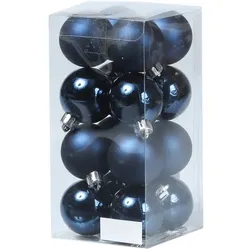 MARELIDA Christbaumkugeln Weihnachtskugeln bruchfest 4cm dunkelblau 16er Set