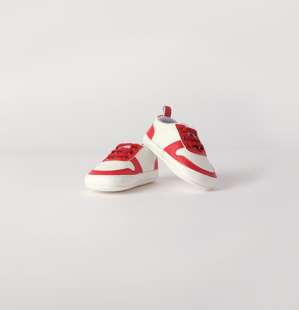 Krabbelschuh MINIBANDA "BABY GIRL ACCESSORIES", Mädchen, Gr. 11,5, rot (sanftes weiß), 100% Polyurethan, Schuhe Krabbelschuh
