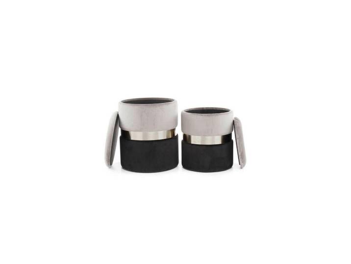 Kayoom Hockerset, Grau, Schwarz, Metall, Kunststoff, Wohnzimmer, Hocker, Sitzhocker