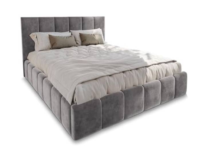 Masseno Polsterbett TARANTO 180x200 cm, Doppelbett, Bettkasten, Stauraum, Lattenrost Und Kopfteil - Hellgrau, Monolith 84