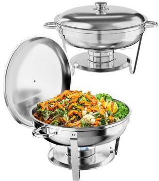 Garvee 2 Pack 5QT Round Food Warmers, Stainless Steel Chafing Dish Buffet Set