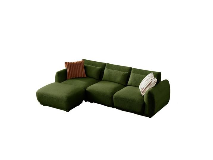 Yhl Voyura 10 Canapé Places Moderne Méridienne Assise Incurvée - Design Convertible - Vert Foncé