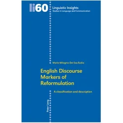 English Discourse Markers of Reformulation, Fachbücher von Maria Milagros Del Saz Rubio