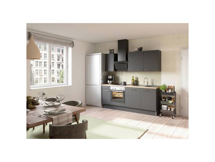 Optifit Küchenleerblock, Anthrazit, 1 Schublade(n) Schubladen, seitenverkehrt montierbar, nur wie online abgebildet bestellbar, 210 cm, Made in Germany, DIN EN ISO 14001, DIN EN ISO 50001, DIN EN ISO 9001, Zusatzausstattung erhältlich, höhenverstellbare Füße, Küchen, Küchenzeilen & Küchenblöcke, Küchenzeilen ohne Geräte