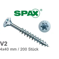 4,0x40 mm SPAX Universalschrauben, A2, mit Senkkopf, T-Star plus, 200 Stück