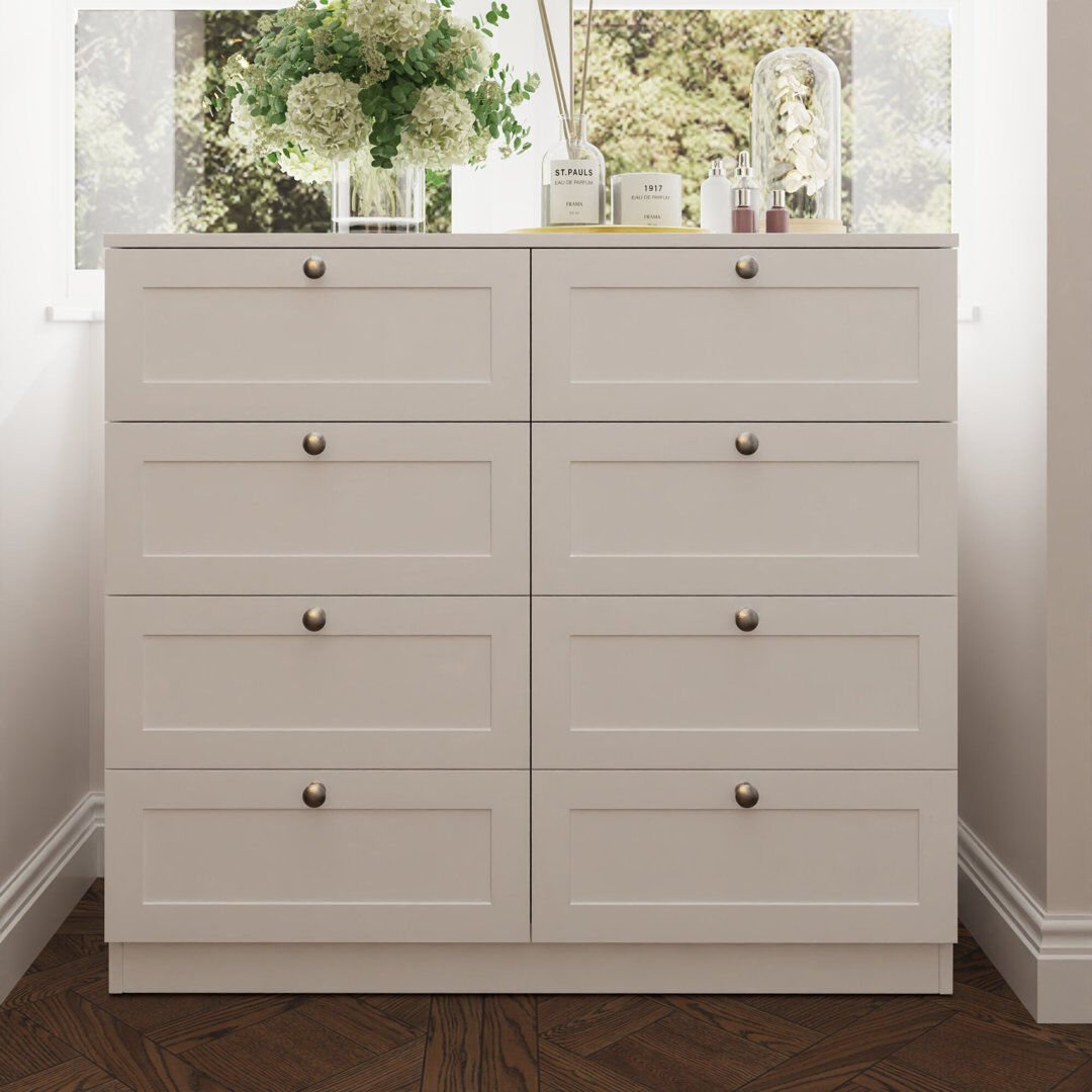17 Stories Artus Shaker 110 W 8 Drawer Chest Of Drawers White 99cm H X 110cm W X 40cm D