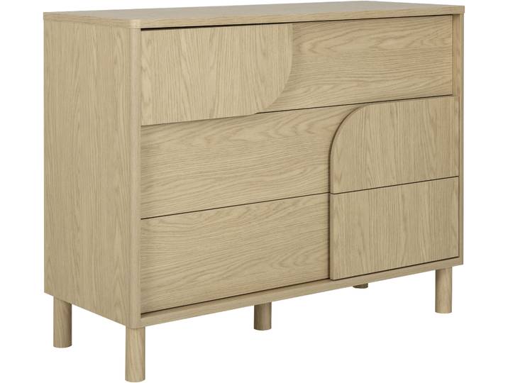Kommode GAMI GALYS Kommode 3 Schubladen , beige (eiche rookwood nachbildung), B:116cm H:92cm T:47cm, Holzwerkstoff, Sideboards, Kommode, Einzigartiger grafischer Effekt auf der Front dieser Kommode