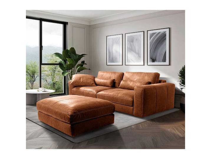 Livetastic 3-Sitzer-Sofa, Cozzy, Karamell, Kunststoff, Echtleder, Anilinleder, Füllung: Silikon,Silikon, 300x85x123 cm, Rücken echt, Wohnzimmer, Sofas & Couches, Sofas, 3-Sitzer Sofas