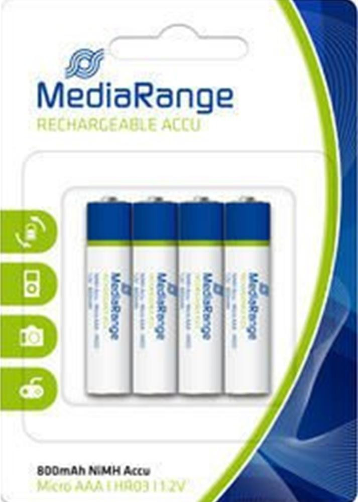 Nabu Press Oplaadbare AAA Batterijen HR03 Middenklasse, 4 stuks
