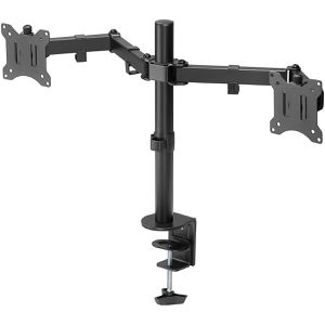 Goobay Monitorhalterung Dual Flex 58529, VESA 75 & 100 mm, für Tisch, höhenverstellbar, drehbar, bis 32 Zoll, 2 Monitore