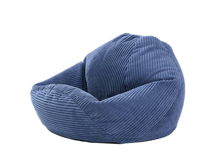 Pouf en velours côtelé bleu