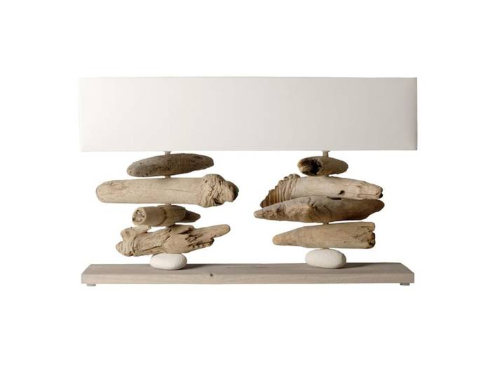 Lampe à poser en bois blanc