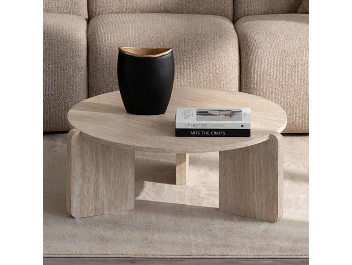 Milton & Oldbrook Table Basse Ø 80 cm Ulvila Look Travertin
