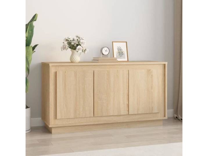 Buffet bas - AKOZON - Chêne sonoma - 102x35x55 cm - Bois d'ingénierie - 2 portes