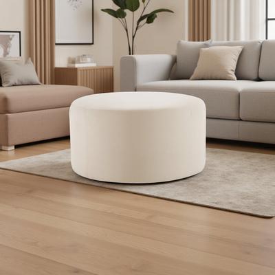 ZWYO HOSIMU "30"" Velvet Round Ottoman with Plush Foam Cushion & No Assembly"