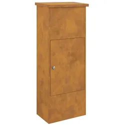 DELUKE Paketbox SOUL mit Tür Rostig 44,5x29x110,5 cm Cortenstahl | Paketkasten Paketbox für Zuhause Kasten für Pakete