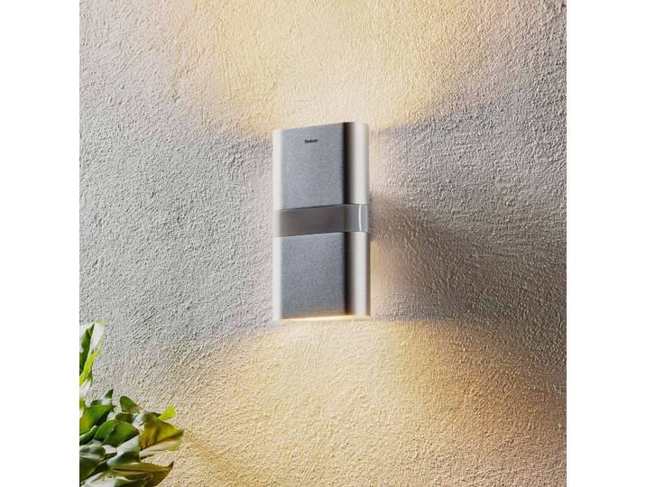 Theben Aussenwandleuchte mit Bewegungsmelder theLeda D UD AL, alu / grau / zink, Aluminium, Modern