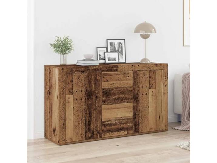 Jkghdrt Sideboard Altholz 120 x 36 x 69 cm Holzwerkstoff Schrank Zwei Türen, Schubladen, Regale, rechteckig, Montage erforderlich