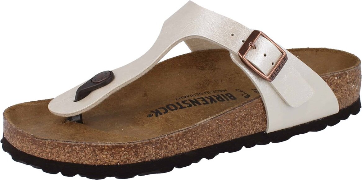 BIRKENSTOCK Gizeh BS Damen Zehentrenner weiß gold Birko-Flor normale Weite - Größe: 37