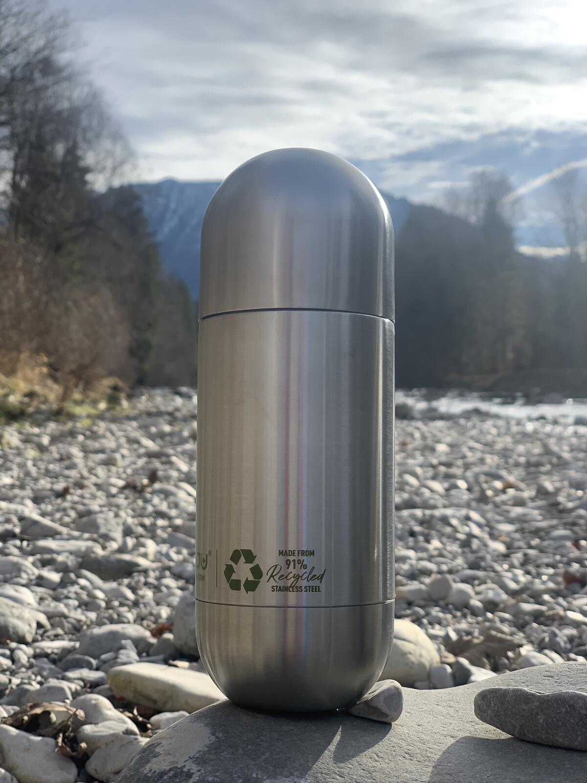 Asobu ORB recycelte Edelstahlflasche mit Trinkbecher - silber (SBV30 recycled SS) 353885