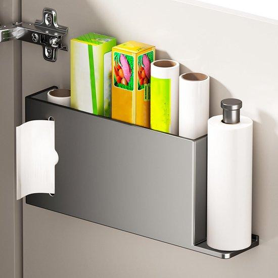 Unyqoos Zelfklevende opbergbox medium grijs - Roestbestendige organizer van koolstofstaal voor de keuken en badkamer