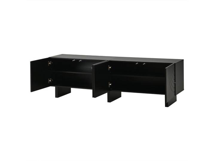 Oxeza Tv-Element 180/40/55 cm Schwarz mit 4 Türen, Holz, Mode, Rechteckig, 180x55x40 cm, Wohnzimmer, TV Möbel, Lowboards, Lowboards stehend