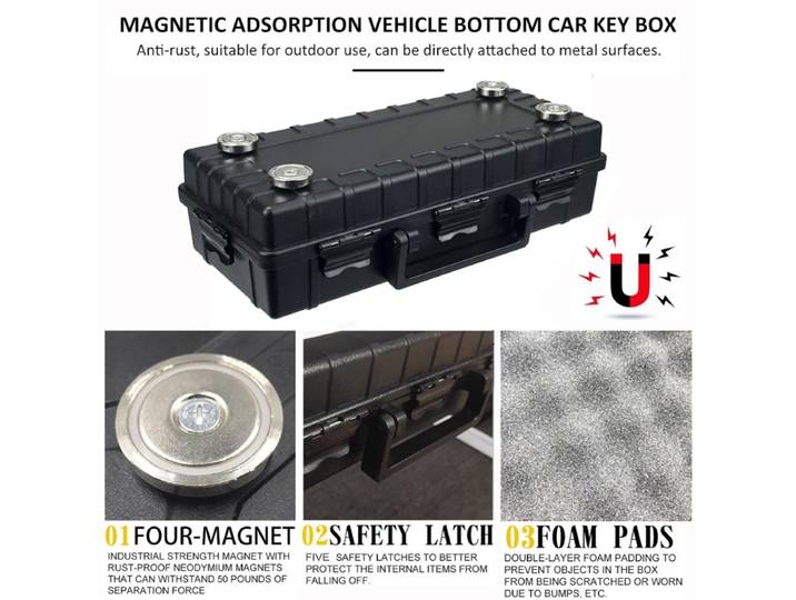 Porte-clés magnétique avec boîte de rangement magnétique antirouille, caché avec une boîte à clés magnétique étanche solide