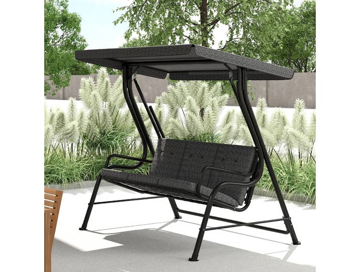 Outsunny Balancelle Jardin 3 Places Confort Gris Noir