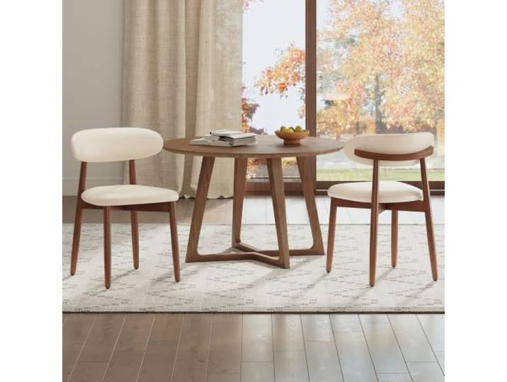 COLAMY Esszimmerstuhle 2er Set, Stühle Esszimmer, Küchenstühle Hochdichter Schaumstoff, Atmungsaktives PU-Leder, Gepolsterte Sitzfläche, Sitzstuhl für Küche Wohnzimmer Haushalt & Café, Weiß