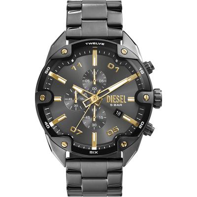 Chronograph DIESEL "Spiked", schwarz (gunfarben), Armbanduhren, Herren, Chronograph, Quarzuhr, Armbanduhr, Herrenuhr, Stoppfunktion, Edelstahlarmband