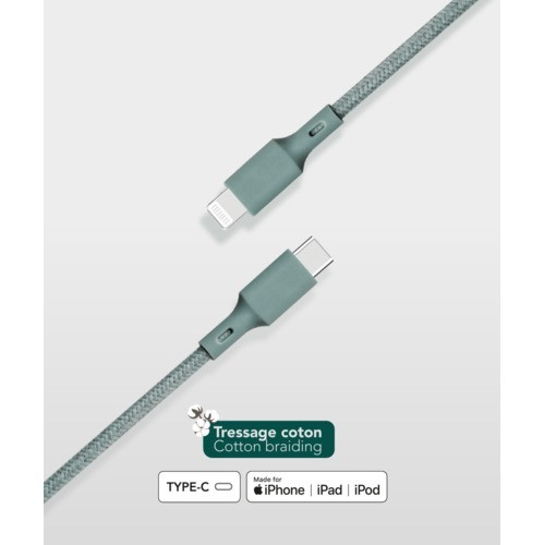 Bigben Connected USB-C naar Lightning kabel, 2 meter, groen