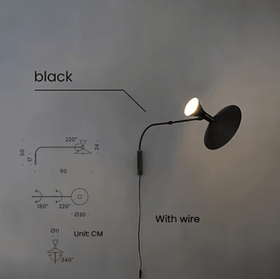 Inspire Curations Marseille Adjustable Swing Arm Wall Sconce black with Plug cold Light 6000k