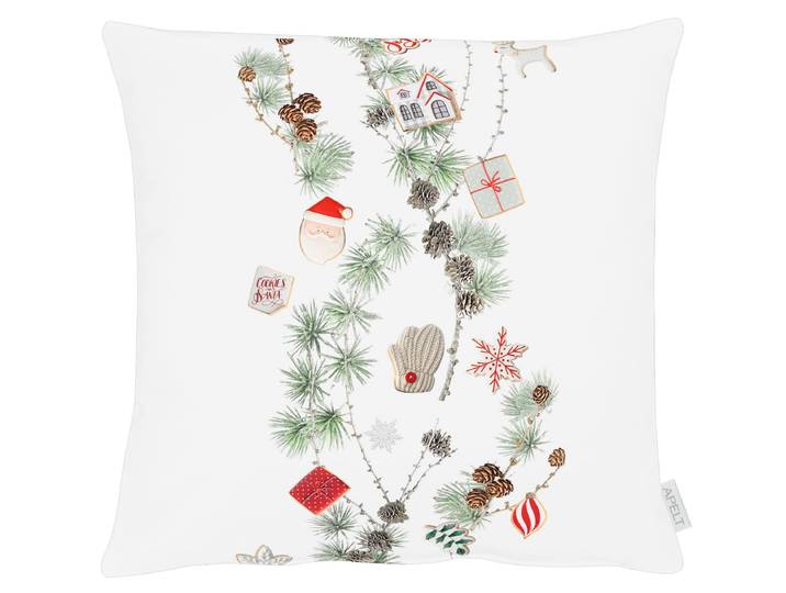 Dekokissen APELT 3711 , weiss (grün, weiß, bedruckt), B:49cm L:49cm, Baumwolle, Polyester, Dekokissen_Sitzkissen_Kissenhüllen, Dekokissen