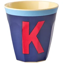 RICE Melamin Buchstabenbecher Vintage Medium, K Königsblau
