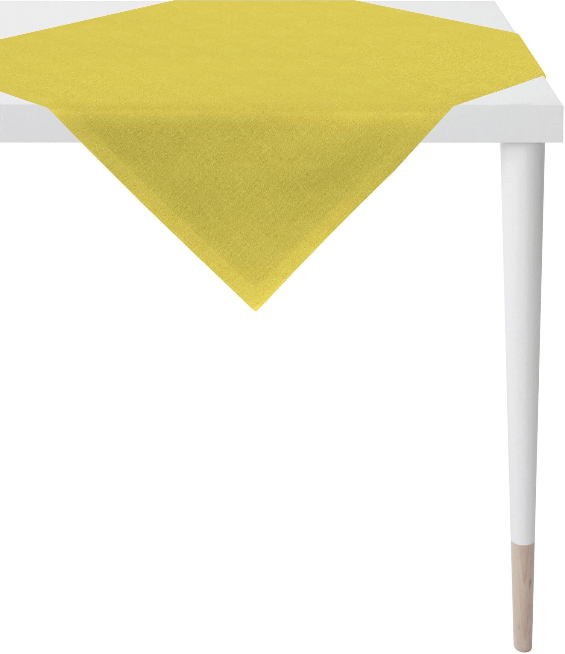 Mitteldecke APELT "Arizona, Uni-Basic", gelb, B:95cm L:95cm, Leinen, Polyester, Tischdecken, Mitteldecke, Leinenoptik gelb B/L: 95cm x 95cm, 1 Stk., quadratisch